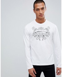 T-shirt manica lunga stampata bianca di Versace Jeans
