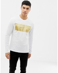 T-shirt manica lunga stampata bianca di Versace Jeans