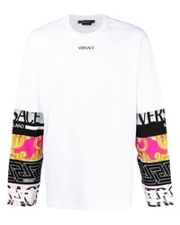 T-shirt manica lunga stampata bianca di Versace