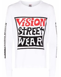 T-shirt manica lunga stampata bianca di Vision Street Wear