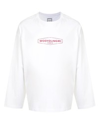 T-shirt manica lunga stampata bianca di Wooyoungmi
