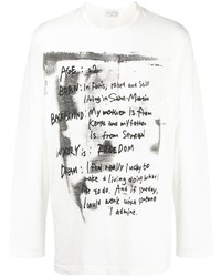 T-shirt manica lunga stampata bianca di Yohji Yamamoto