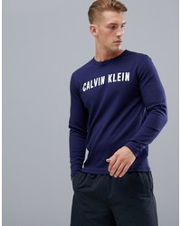 T-shirt manica lunga stampata blu scuro e bianca di Calvin Klein Performance