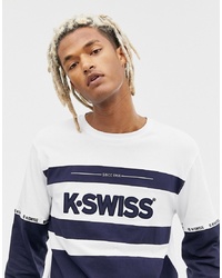 T-shirt manica lunga stampata blu scuro e bianca di K-Swiss