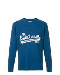 T-shirt manica lunga stampata blu scuro e bianca di Kent & Curwen