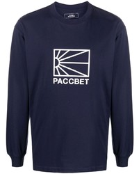T-shirt manica lunga stampata blu scuro e bianca di PACCBET