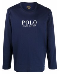 T-shirt manica lunga stampata blu scuro e bianca di Polo Ralph Lauren