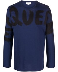 T-shirt manica lunga stampata blu scuro di Alexander McQueen