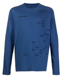 T-shirt manica lunga stampata blu scuro di Armani Exchange