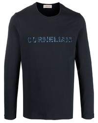 T-shirt manica lunga stampata blu scuro di Corneliani