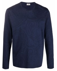 T-shirt manica lunga stampata blu scuro di Etro