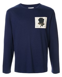 T-shirt manica lunga stampata blu scuro di Kent & Curwen