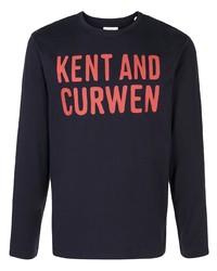 T-shirt manica lunga stampata blu scuro di Kent & Curwen
