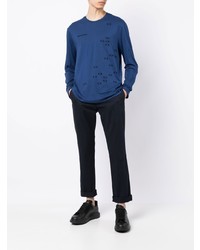 T-shirt manica lunga stampata blu scuro di Armani Exchange