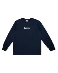 T-shirt manica lunga stampata blu scuro di Supreme