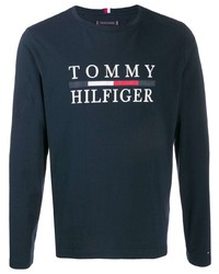T-shirt manica lunga stampata blu scuro di Tommy Hilfiger