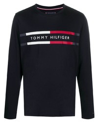 T-shirt manica lunga stampata blu scuro di Tommy Hilfiger