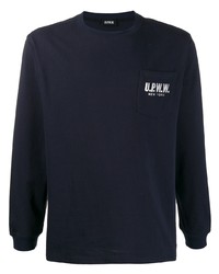 T-shirt manica lunga stampata blu scuro di U.P.W.W.