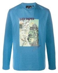 T-shirt manica lunga stampata blu di Daily Paper