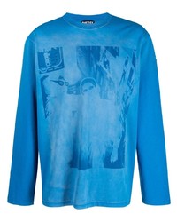 T-shirt manica lunga stampata blu di Diesel
