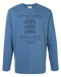 T-shirt manica lunga stampata blu di Kent & Curwen