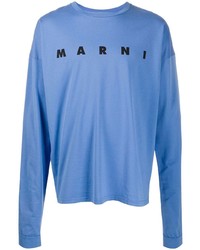 T-shirt manica lunga stampata blu di Marni