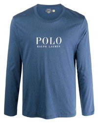 T-shirt manica lunga stampata blu di Polo Ralph Lauren