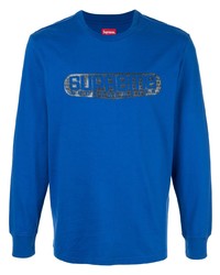 T-shirt manica lunga stampata blu di Supreme