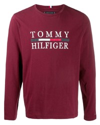 T-shirt manica lunga stampata bordeaux di Tommy Hilfiger