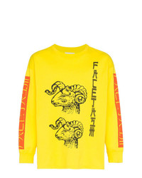 T-shirt manica lunga stampata gialla di Facetasm