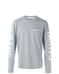 T-shirt manica lunga stampata grigia di Calvin Klein Jeans