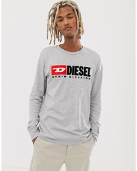 T-shirt manica lunga stampata grigia di Diesel
