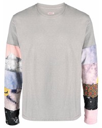 T-shirt manica lunga stampata grigia di KAPITAL