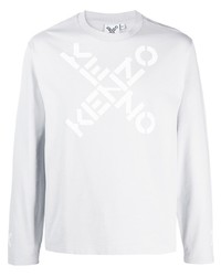 T-shirt manica lunga stampata grigia di Kenzo