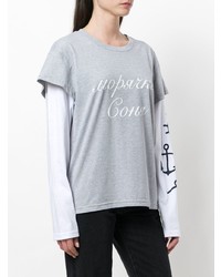 T-shirt manica lunga stampata grigia di Natasha Zinko