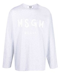 T-shirt manica lunga stampata grigia di MSGM