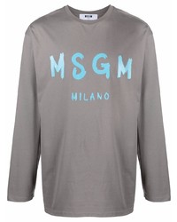 T-shirt manica lunga stampata grigia di MSGM