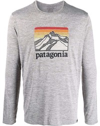 T-shirt manica lunga stampata grigia di Patagonia