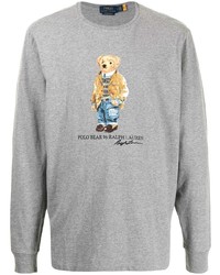 T-shirt manica lunga stampata grigia di Polo Ralph Lauren