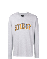 T-shirt manica lunga stampata grigia di Stussy