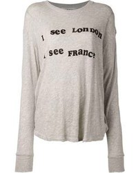 T-shirt manica lunga stampata grigia di Wildfox Couture