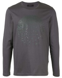T-shirt manica lunga stampata grigio scuro di D'urban