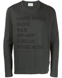 T-shirt manica lunga stampata grigio scuro di Dondup