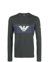 T-shirt manica lunga stampata grigio scuro di Ea7 Emporio Armani