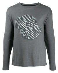 T-shirt manica lunga stampata grigio scuro di Fumito Ganryu