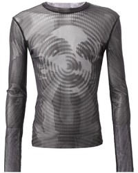 T-shirt manica lunga stampata grigio scuro di Jean Paul Gaultier