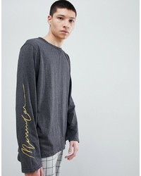 T-shirt manica lunga stampata grigio scuro di Mennace