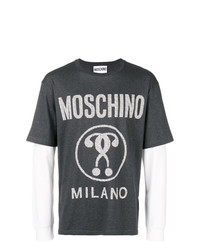 T-shirt manica lunga stampata grigio scuro di Moschino