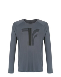 T-shirt manica lunga stampata grigio scuro di Track & Field