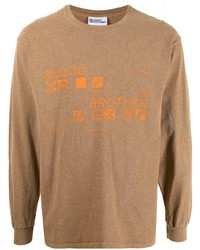 T-shirt manica lunga stampata marrone chiaro di Blood Brother